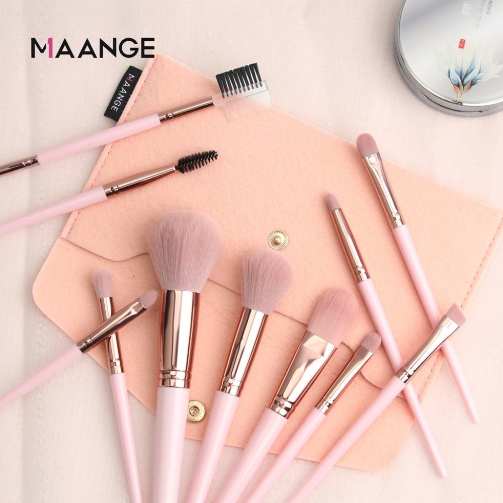11Pcs Pink Makeup Brushes Set & Bag Cosmetic Tool - Picture 3 of 6